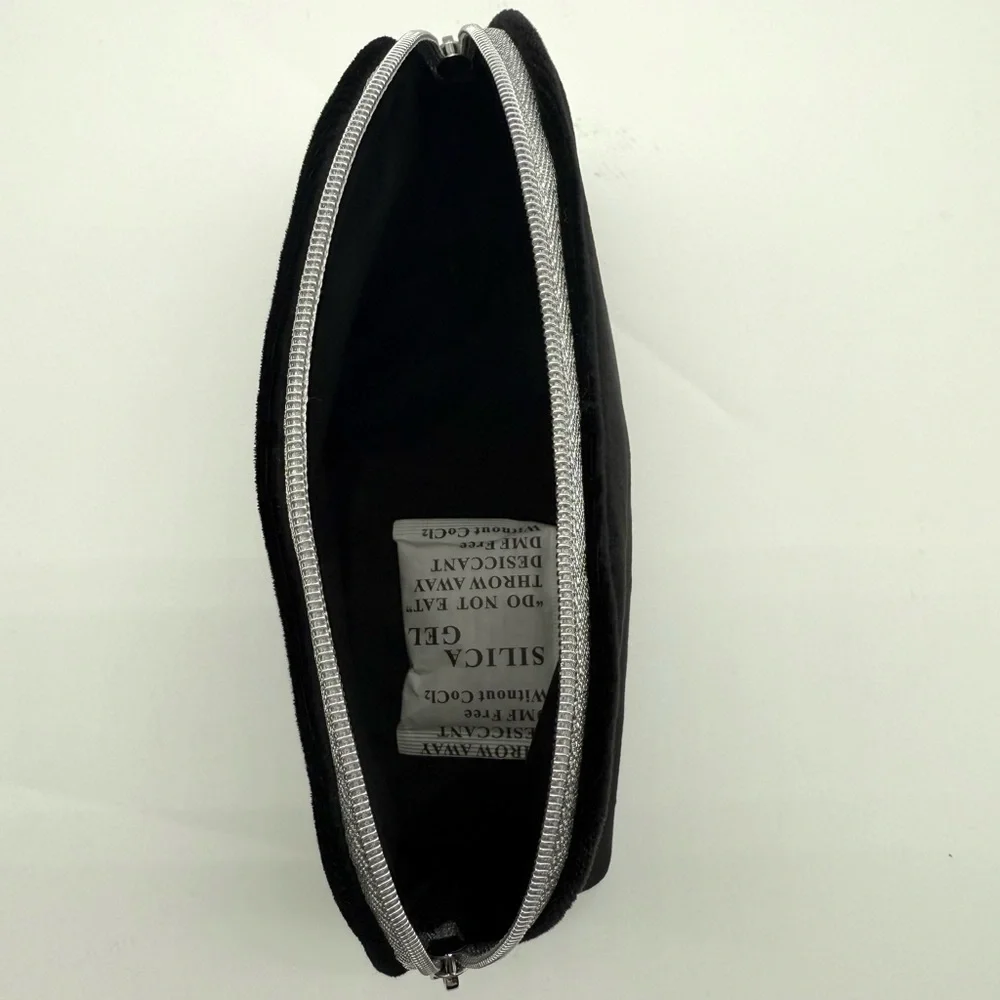 CHRISTIAN DIOR Velvet Embroidered Logo Zippered Luxury Makeup Pouch Bag OS NEW
